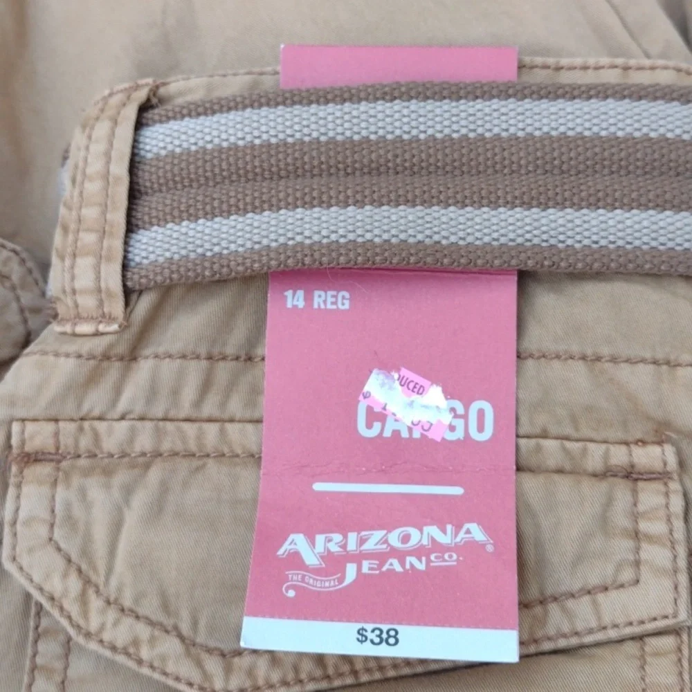 Arizona Tan Carmel Cargo Shorts with Belt Boy's 14 NWT